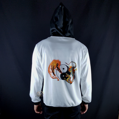 Sweat à capuche noir et blanc "Dragon et Phoenix" | MJ FRANKO | MJ FRANKO