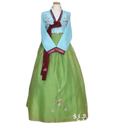 Hanbok Femme Vert et Bleu Ciel | MJ FRANKO