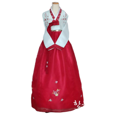 Hanbok Femme Rouge et Bleu Ciel | MJ FRANKO