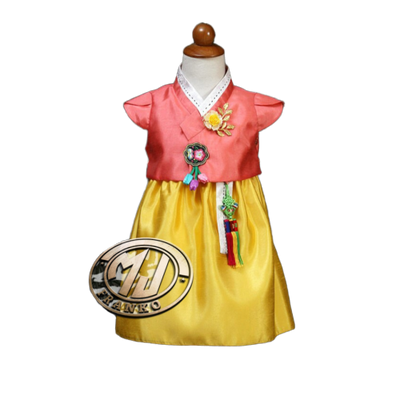 Hanbok Fille Orange Jaune | MJ FRANKO