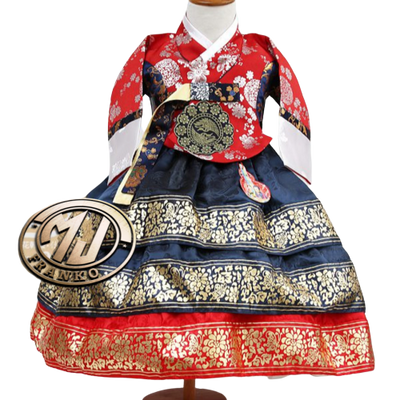 Hanbok Fille Rouge Bleu Doré | MJ FRANKO