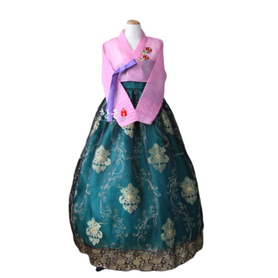 Hanbok Femme Vert Rose | MJ FRANKO