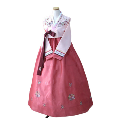 Hanbok Femme Rose Fleurs Brodés | MJ FRANKO