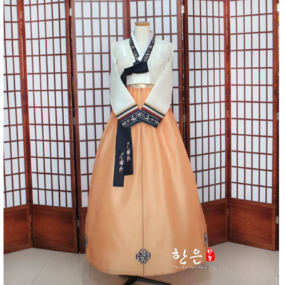 Hanbok Femme Blanc Orange | MJ FRANKO