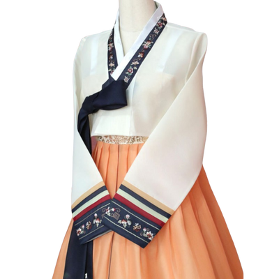 Hanbok Femme Blanc Orange | MJ FRANKO