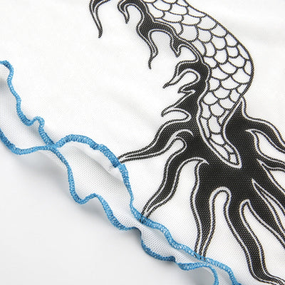 T Shirt Blanc Court Dragon