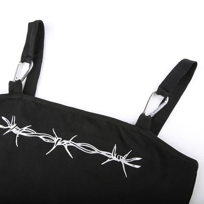 Débardeur Noir Streetwear Femme Barbelé | MJ FRANKO