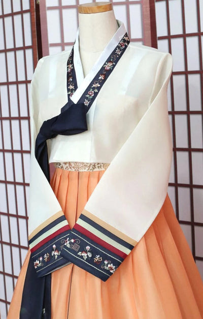 Hanbok Femme Blanc Orange | MJ FRANKO
