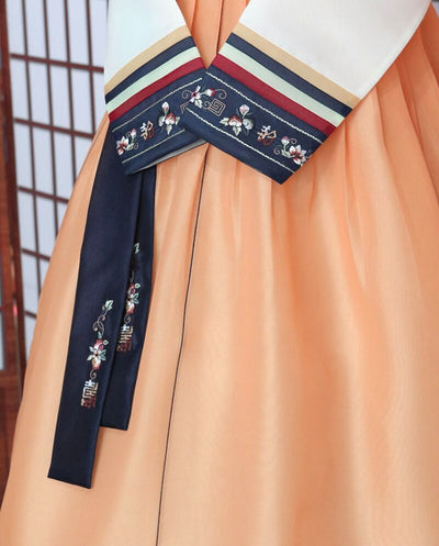 Hanbok Femme Blanc Orange | MJ FRANKO