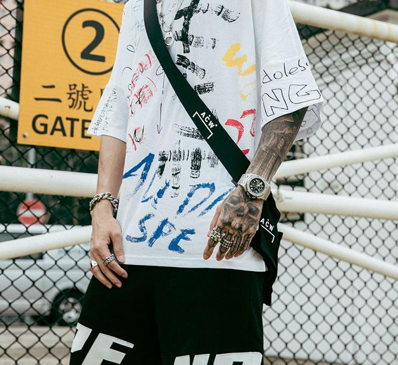 T Shirt Streetwear Graffiti Homme