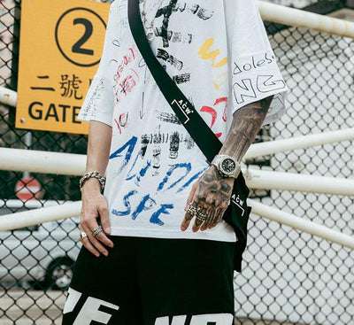 T Shirt Streetwear Graffiti Homme